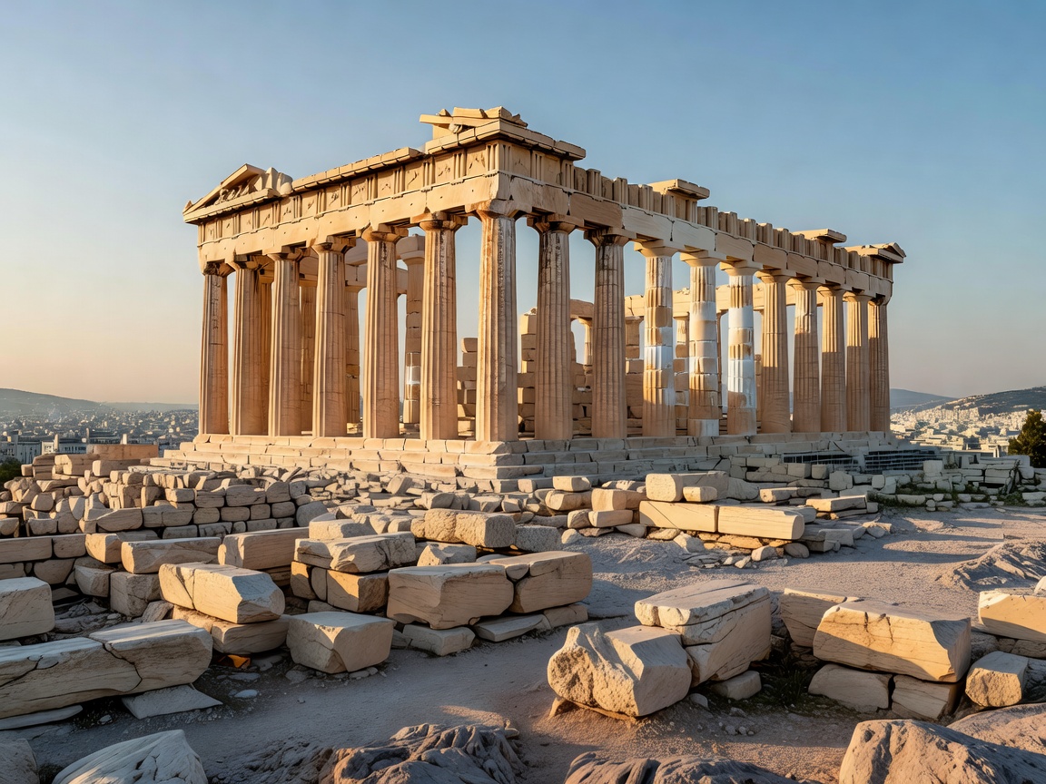 Ancient Greek Parthenon temple ruins on the Acropolis in Athens Greece