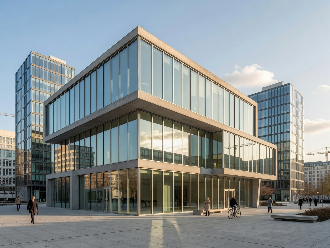 Modernist glass and concrete architecture in contemporary European capital