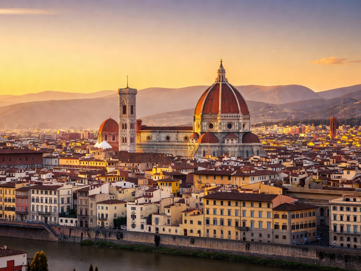 View of Florence and the Santa Maria del Fiore Duomo during golden hour